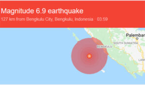 ඉන්දුනීසියාවේ දකුණු සුමාත්‍රාහි ප්‍රභල භූ චලනයක්