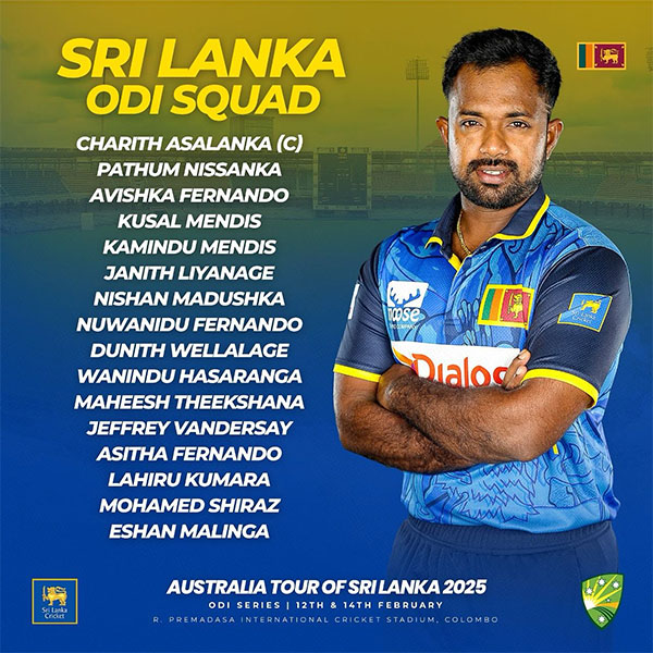 Sri Lanka Announce Squad for ODI Series vs Australia